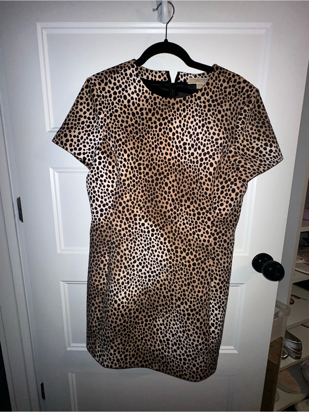 Michael Kors Leopard-Print Mini Dress in Beige and Black